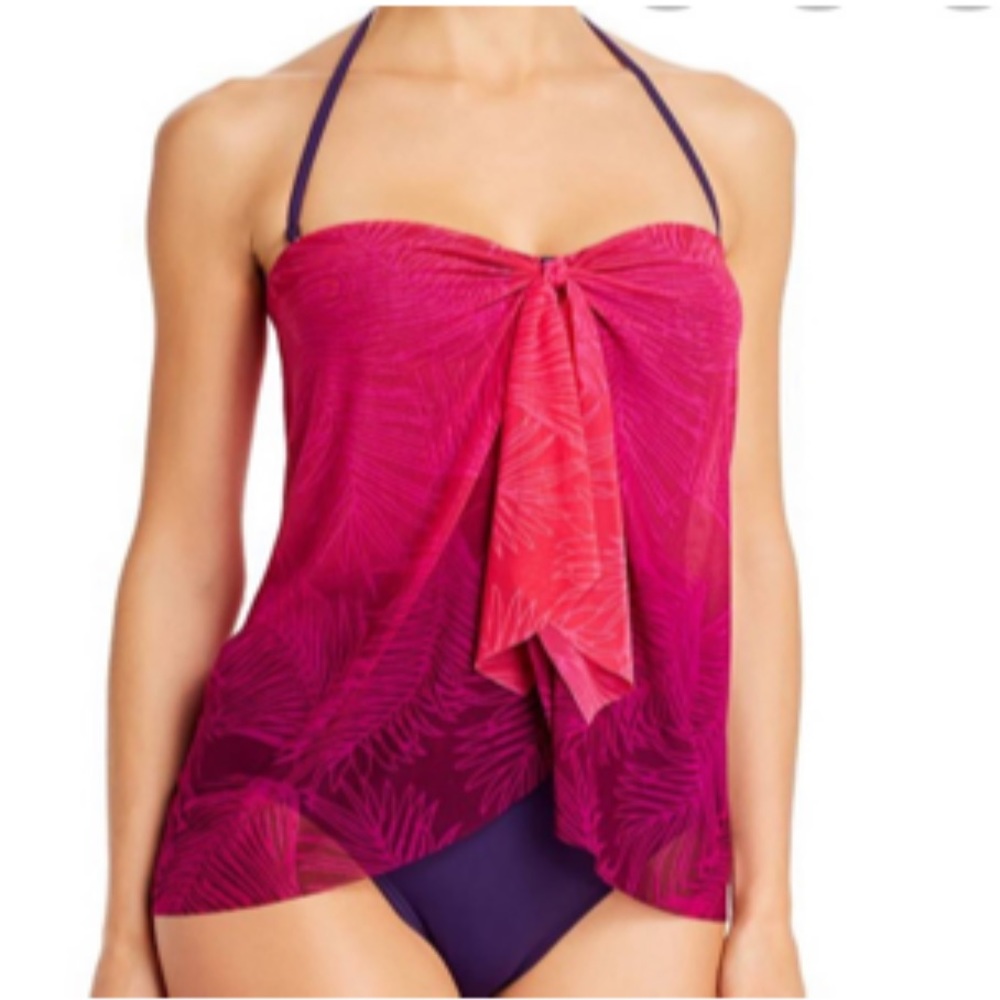 RALPH LAUREN Ombre Palm Flyaway Swimsuit SIZE 2 Bathing Suit One Piece $142 NEW